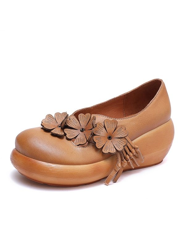 Bloem Handgemaakte Lederen Schoenen Etnische Damesschoenen