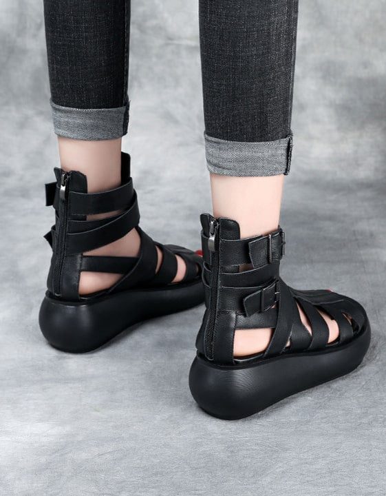 Cross Strap Sandalen Zomerlaarzen Zwart