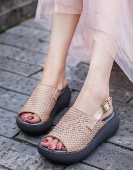 Handgemaakte Geweven Slingback-sandalen Voor Dames