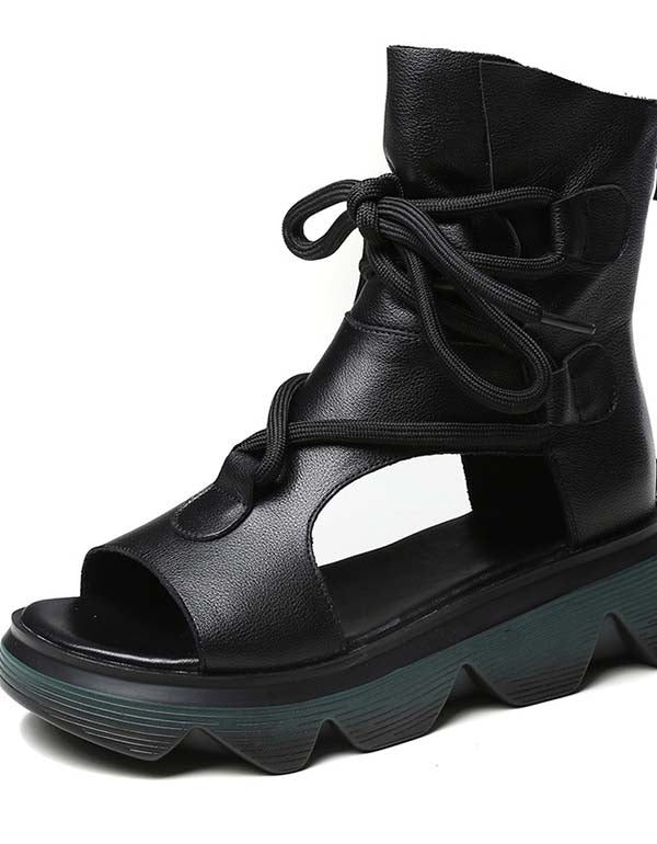 Handgemaakte Retro Lace-up Zomer Sandalen Laarzen