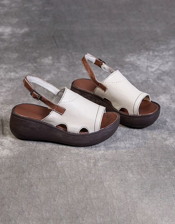 Mode Lederen Dames Sandalen Met Open Teen Wit 41
