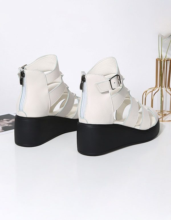 Nieuwe Retro Leren Sandalen Met Enkelband Voor Dames