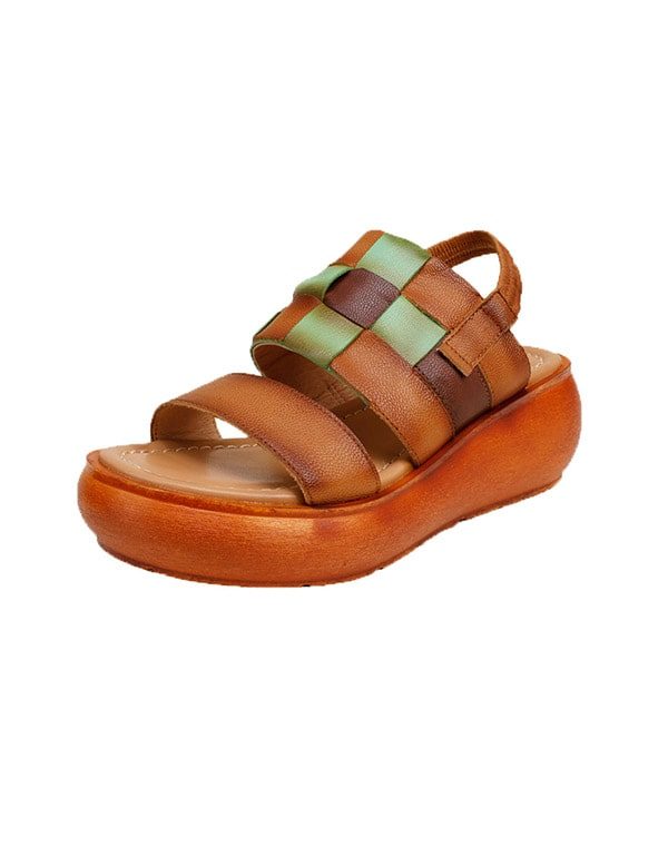Retro Geweven Slingback Wedge Sandalen Voor Dames