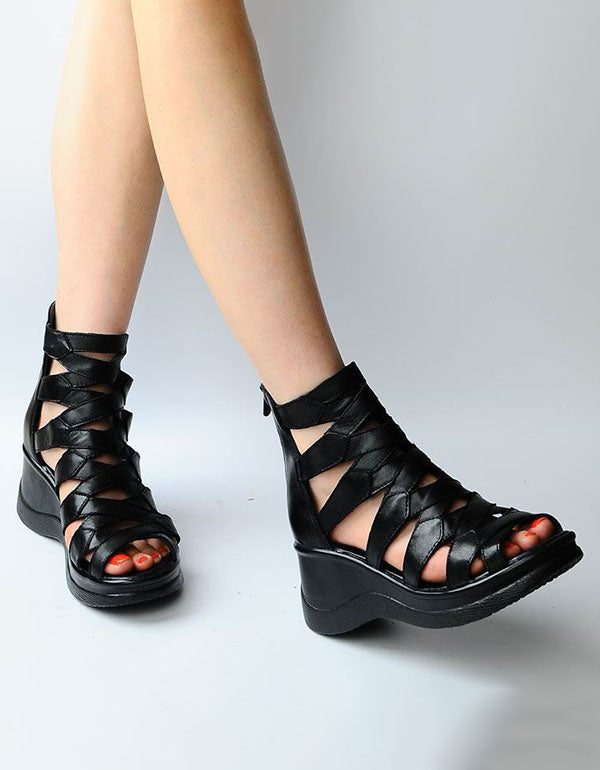 Sandalen Met Sleehak En Enkelbandjes In Rome-stijl