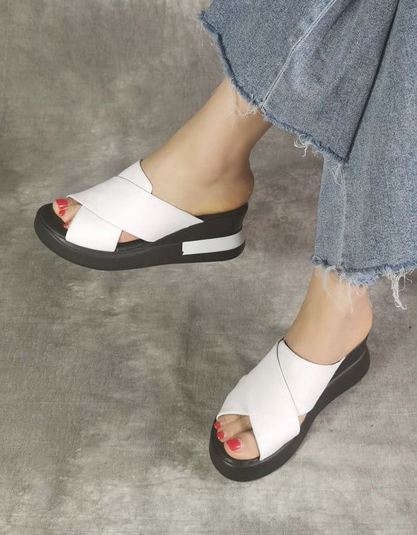 Wedge-slipper Met Gekruiste Bandjes Voor Dames