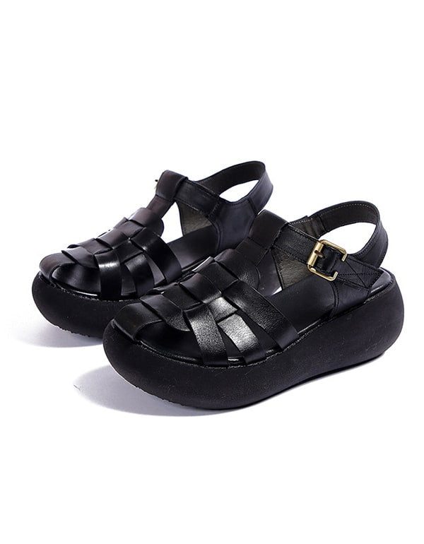 Zomer Geweven Retro Wedge Sandalen Slingback