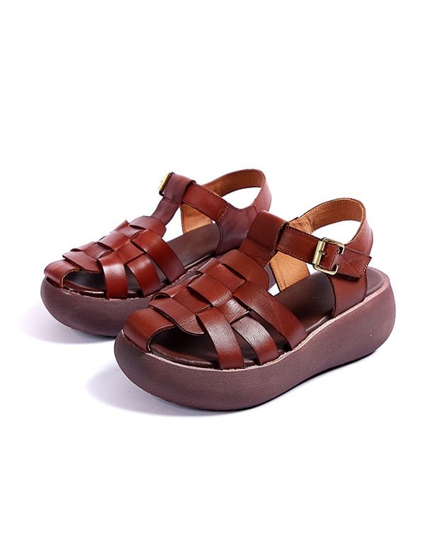 Zomer Geweven Retro Wedge Sandalen Slingback