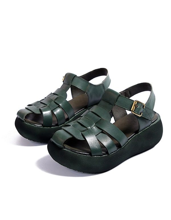 Zomer Geweven Retro Wedge Sandalen Slingback