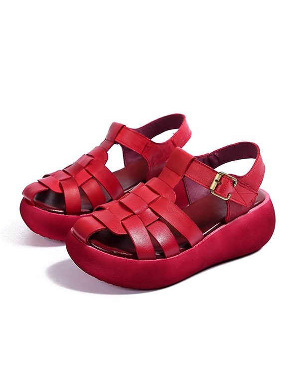 Zomer Geweven Retro Wedge Sandalen Slingback