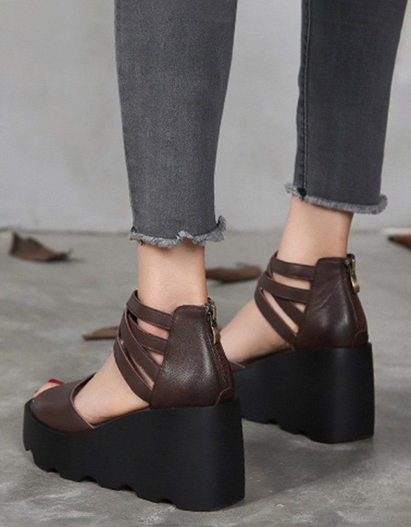 Zomer Open Teen Cross Strap Wedge Sandalen