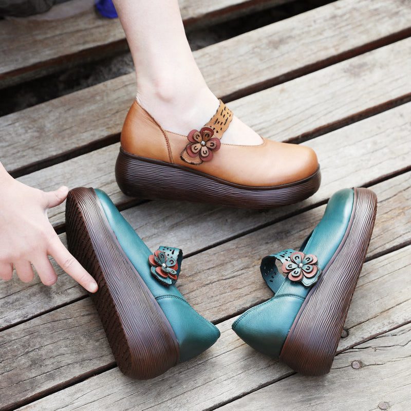 Zomer Platform Bloem Groene Sandalen