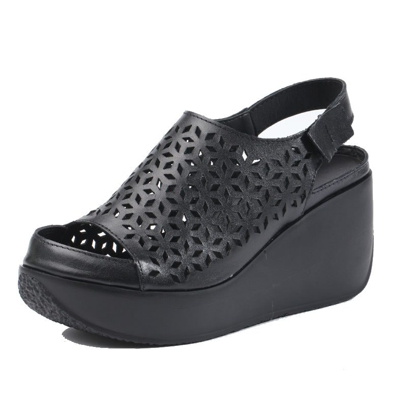 Zomer Platform Hollow Handgemaakte Velcro Sandalen