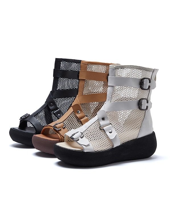 Zomer Sandalen Met Open Neus En Half Bad Mesh Met Bandjes