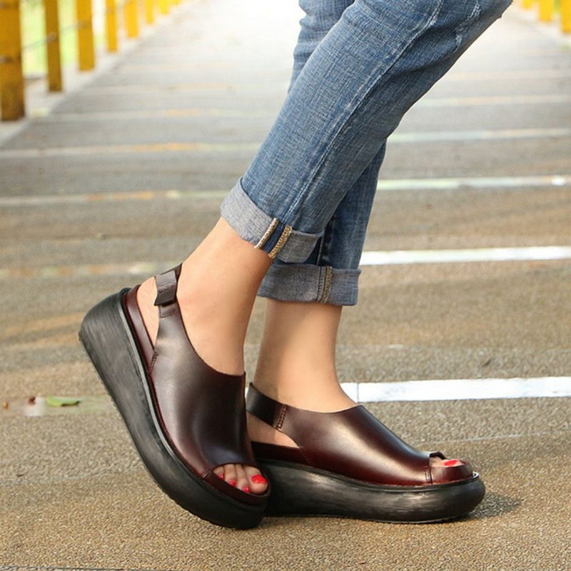 Zomer Vissen Teen Retro Wedge Sandalen Slingback
