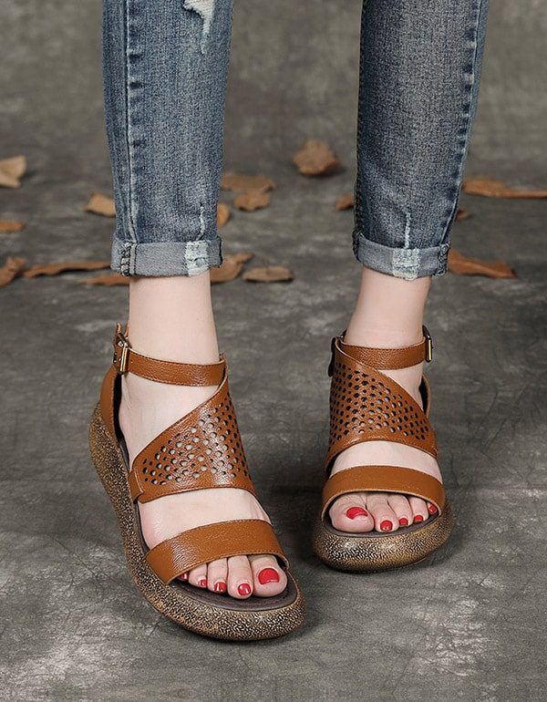 Zomersandalen Met Sleehak Voor Dames