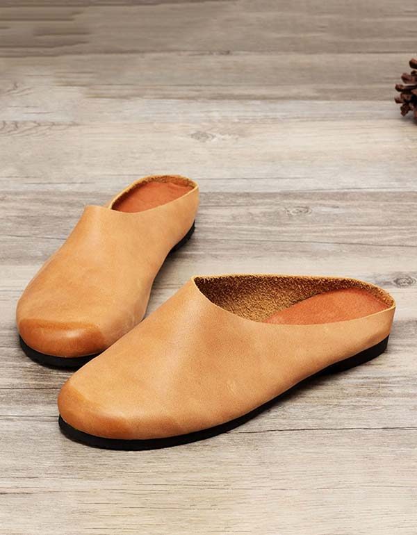 Handgemaakte Comfortabele Leren Damesslippers