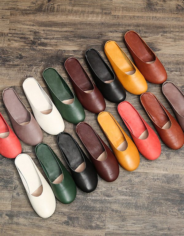 Handgemaakte Retro Lederen Pantoffels 35-43