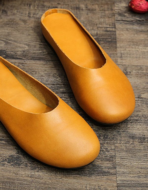 Handgemaakte Retro Lederen Pantoffels 35-43