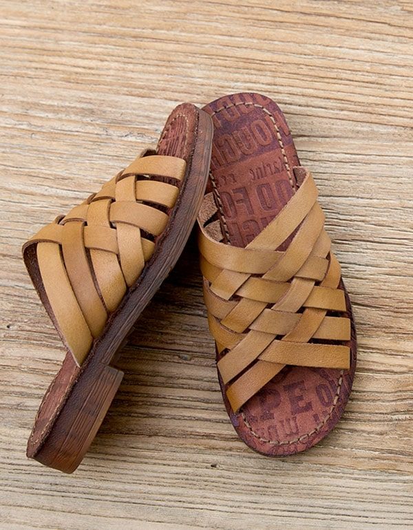 Retro Handgemaakte Zachte Leren Zomerslippers
