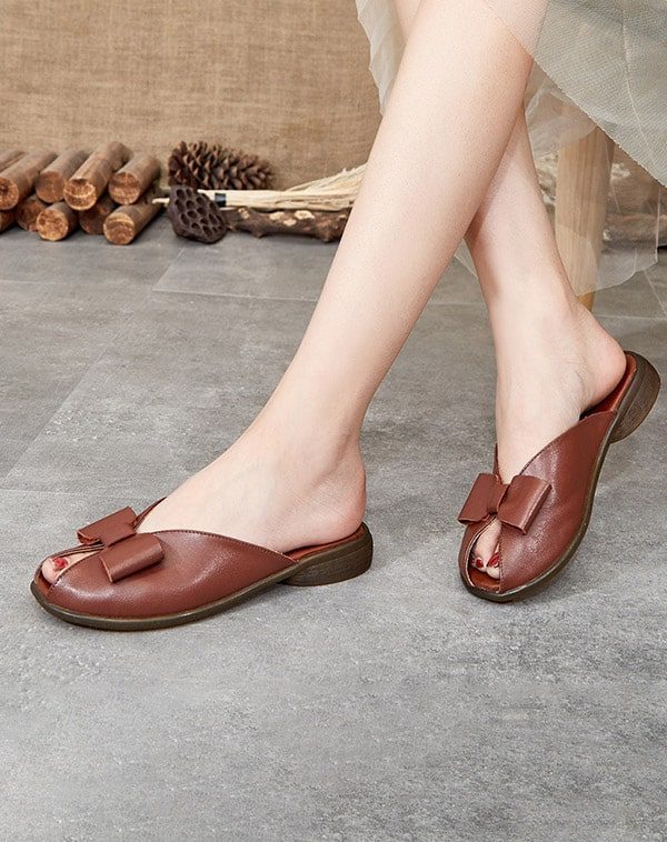 Zomer Lederen Strik Strandslippers