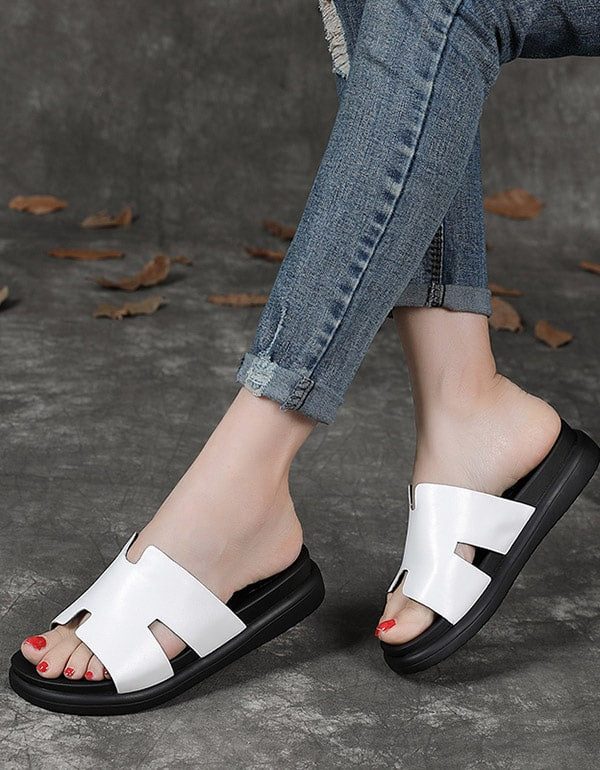 Zomer Retro Leren Dames Pantoffels