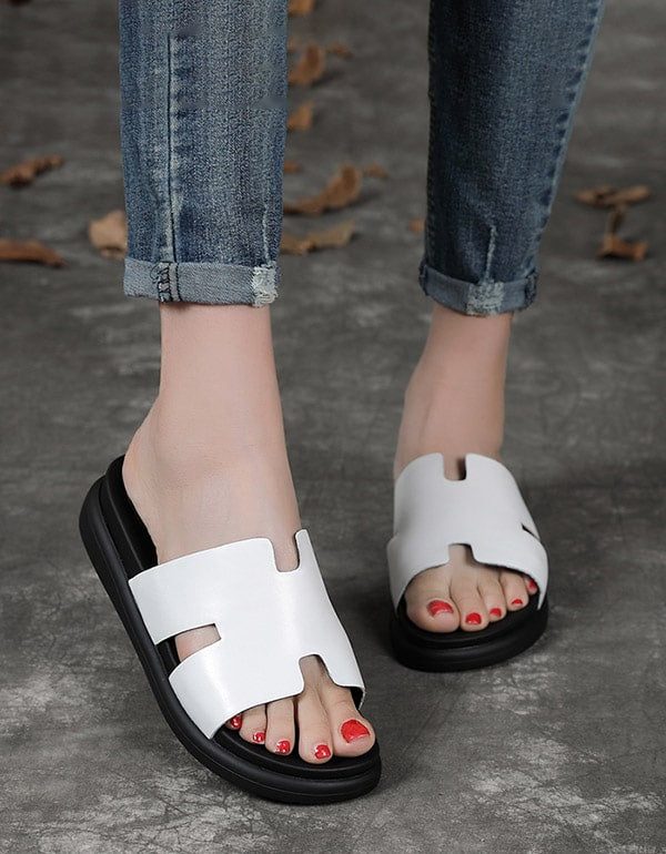 Zomer Retro Leren Dames Pantoffels