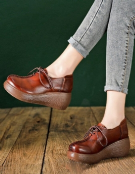 Echt Lederen Sleehak Ronde Kop Veterschoenen Lente