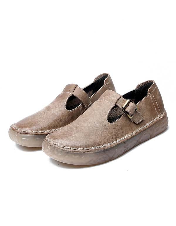 Handgemaakte Veelzijdige Casual Lederen Retro Platte Lente