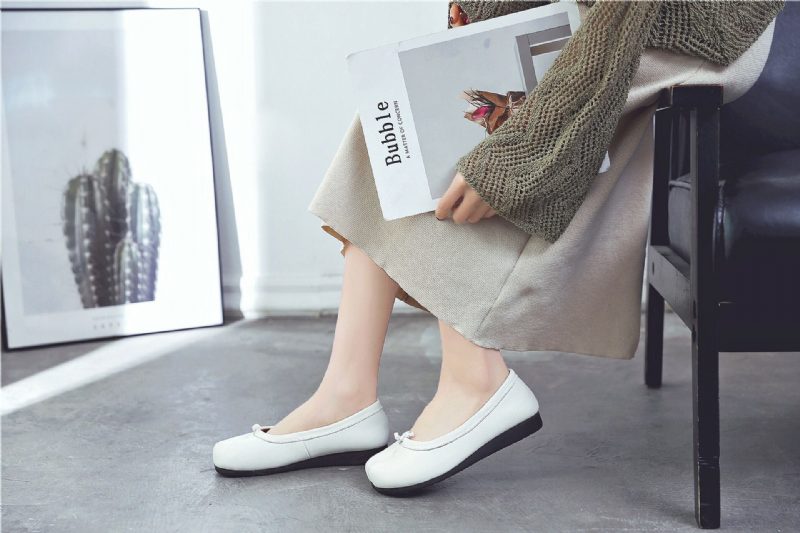 Lente Dames Lederen Retro Platte Schoenen