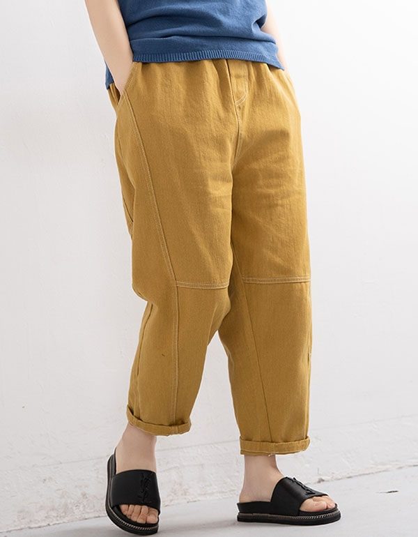 Lente Elastische Taille Losse Denim Broek
