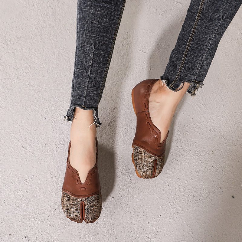 Lente Handgemaakte Slip-on Retro Platte Schoenen Met Zachte Zolen