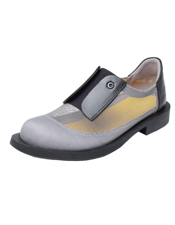 Lente Knappe Retro Lederen Mesh Mode Schoenen