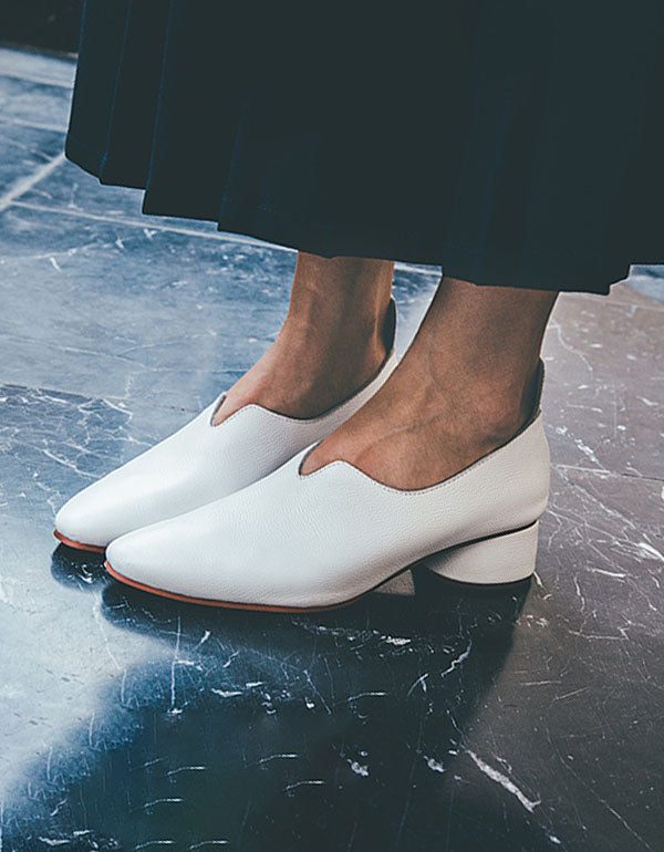 Lente Lederen Puntige Dikke Hak Elegante Pumps
