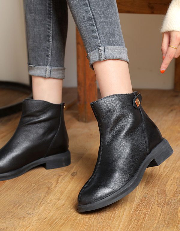 Lente Nieuwe Leren Britse Stijl Dames Korte Laarzen