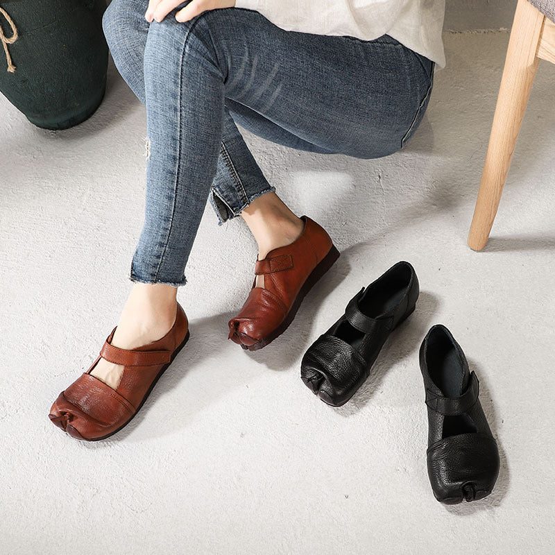 Lente Retro Lederen Split Teen Comfortabele Schoenen