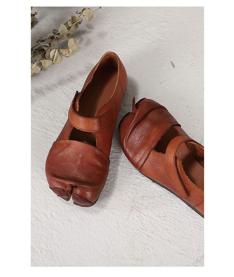 Lente Retro Lederen Split Teen Comfortabele Schoenen