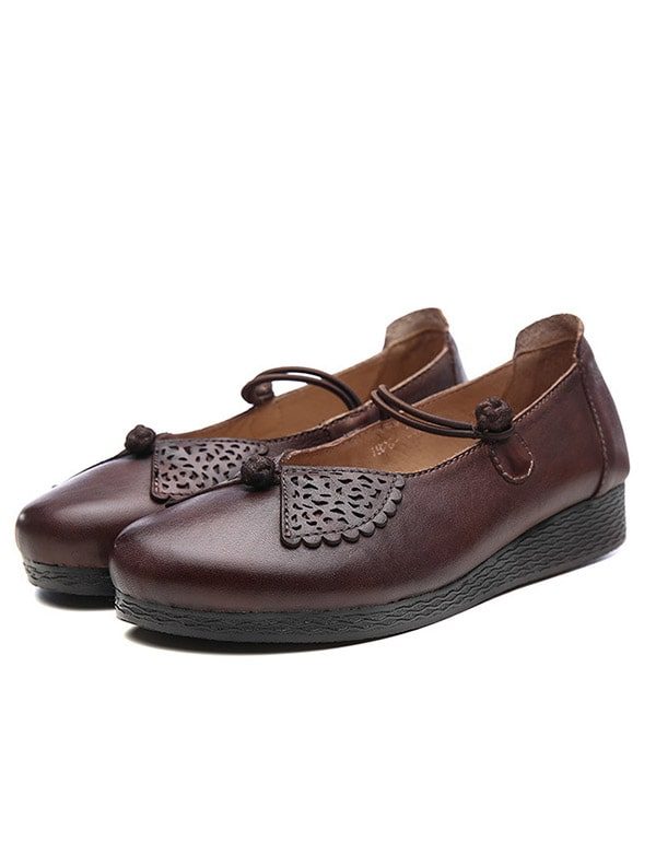 Lente Vintage Handgemaakte Schoenen Met Platte Hak