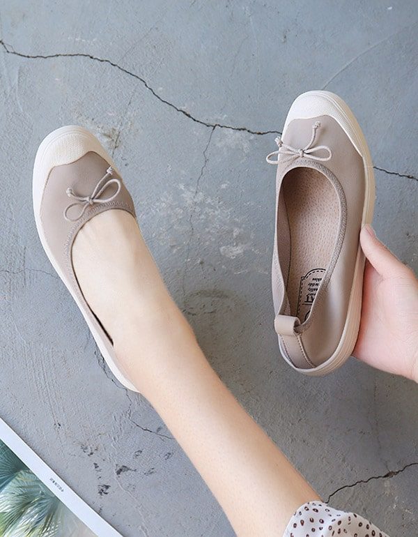 Lente Zacht Leer Comfortabele Platte Verpleegster Schoenen
