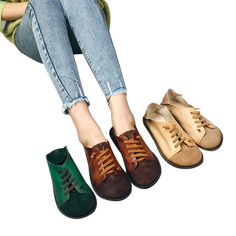 Spring Platte Schoenen Retro-instappers Voor Dames Met Bijpassende Kleur