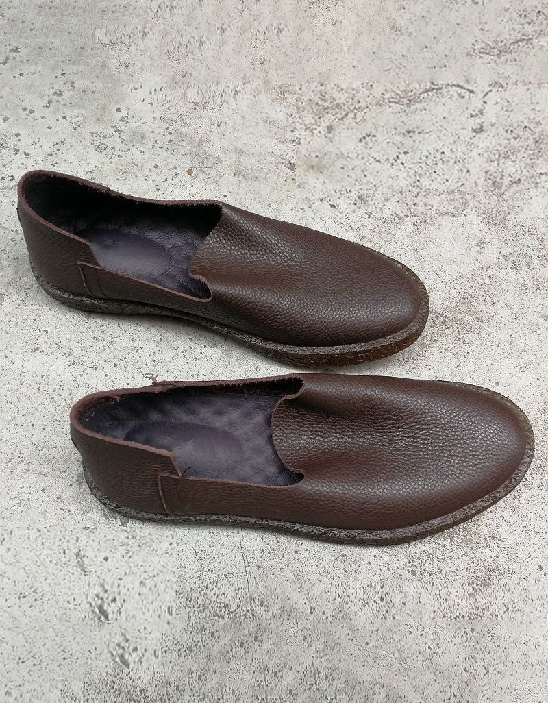 Zachte Leren Slip-on Retro Leren Platte Schoenen Voor Heren